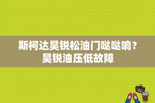 斯柯达昊锐松油门哒哒响？昊锐油压低故障-图1