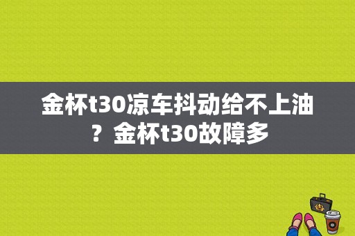 金杯t30凉车抖动给不上油？金杯t30故障多-图1