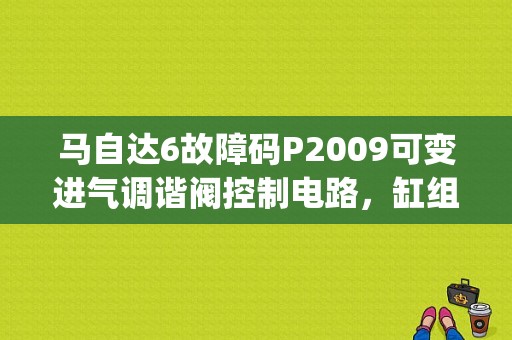 马自达6故障码P2009可变进气调谐阀控制电路，缸组1电路低，故障清不掉，要怎么办？p2009故障怎么修-图1
