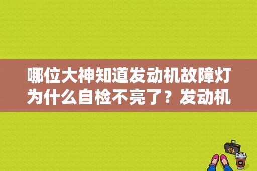 哪位大神知道发动机故障灯为什么自检不亮了？发动机灯亮检测不出故障码-图1