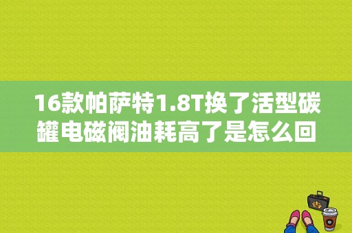 16款帕萨特1.8T换了活型碳罐电磁阀油耗高了是怎么回事？帕萨特碳罐电磁阀故障-图1
