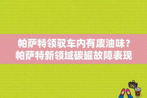 帕萨特领驭车内有废油味？帕萨特新领域碳罐故障表现-图1