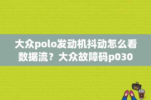 大众polo发动机抖动怎么看数据流？大众故障码p0303-图1