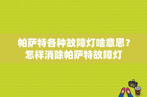 帕萨特各种故障灯啥意思？怎样消除帕萨特故障灯-图1