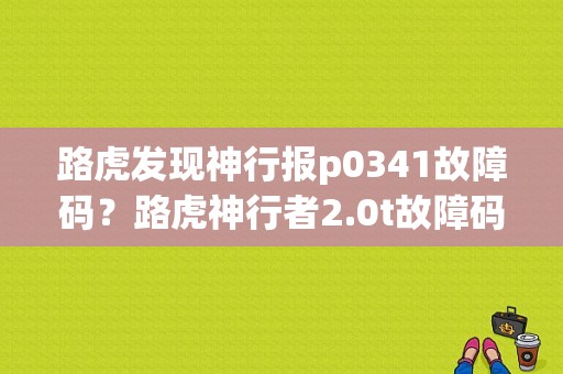 路虎发现神行报p0341故障码？路虎神行者2.0t故障码-图1