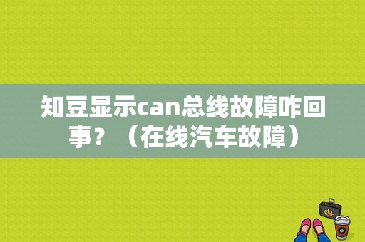知豆显示can总线故障咋回事？（在线汽车故障）-图1