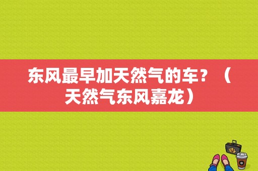 东风最早加天然气的车？（天然气东风嘉龙）-图1
