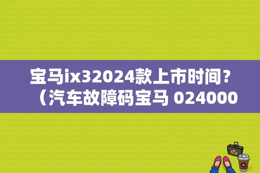 宝马ix32024款上市时间？（汽车故障码宝马 024000）-图1