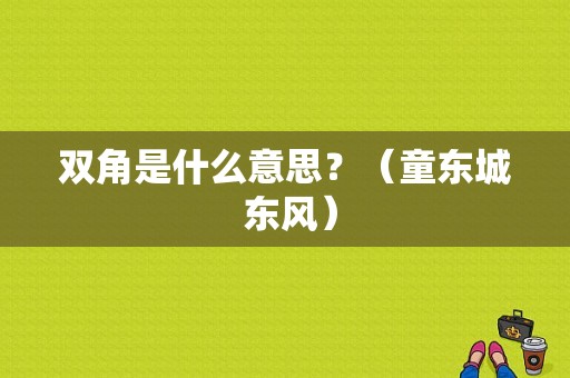 双角是什么意思？（童东城 东风）