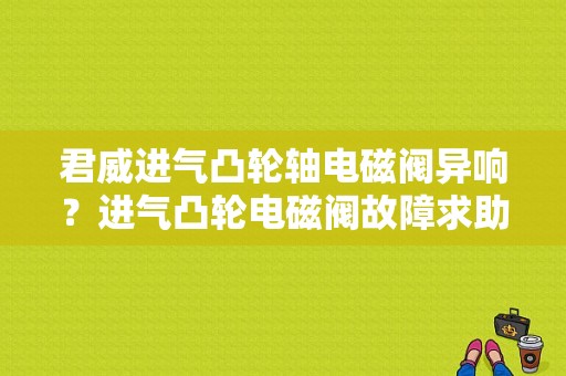 君威进气凸轮轴电磁阀异响？进气凸轮电磁阀故障求助-图1