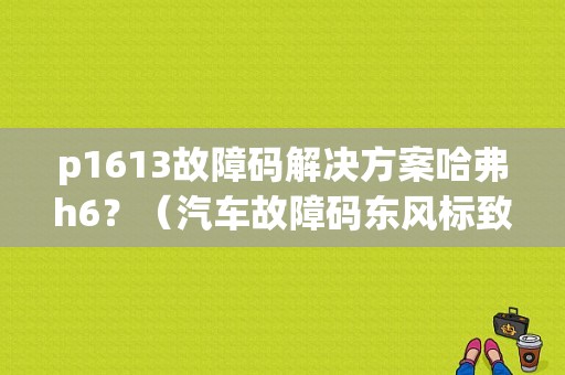 p1613故障码解决方案哈弗h6？（汽车故障码东风标致 P1613）-图2