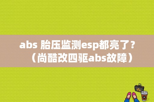 abs 胎压监测esp都亮了？（尚酷改四驱abs故障）-图1