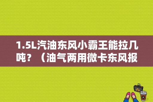 1.5L汽油东风小霸王能拉几吨？（油气两用微卡东风报价）-图1