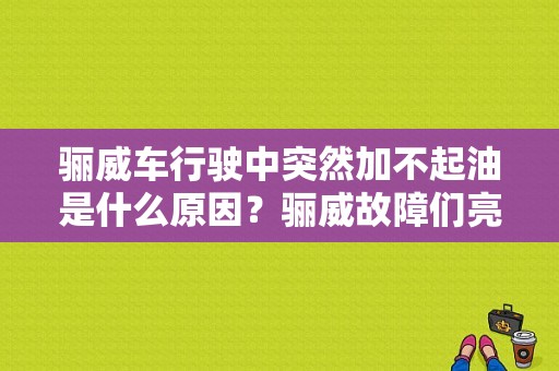 骊威车行驶中突然加不起油是什么原因？骊威故障们亮加不了油-图1