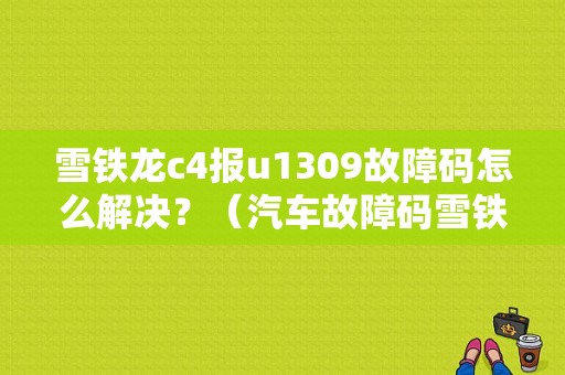 雪铁龙c4报u1309故障码怎么解决？（汽车故障码雪铁龙 u1309）-图1
