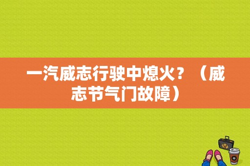 一汽威志行驶中熄火？（威志节气门故障）-图1
