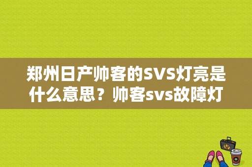 郑州日产帅客的SVS灯亮是什么意思？帅客svs故障灯亮-图1