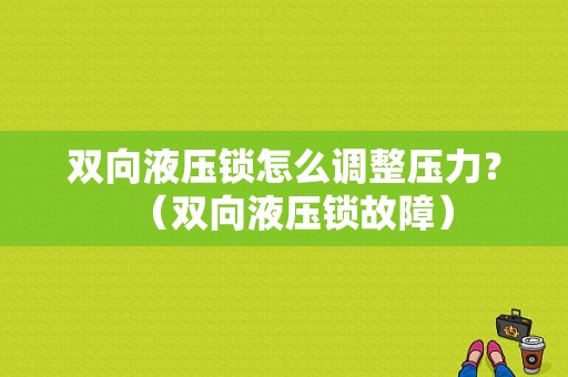 双向液压锁怎么调整压力？（双向液压锁故障）-图1