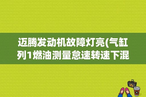 迈腾发动机故障灯亮(气缸列1燃油测量怠速转速下混合气过浓)？（迈腾系统太浓故障是什么意思）-图1