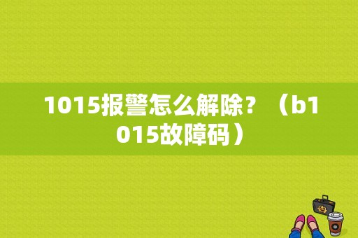 1015报警怎么解除？（b1015故障码）-图1