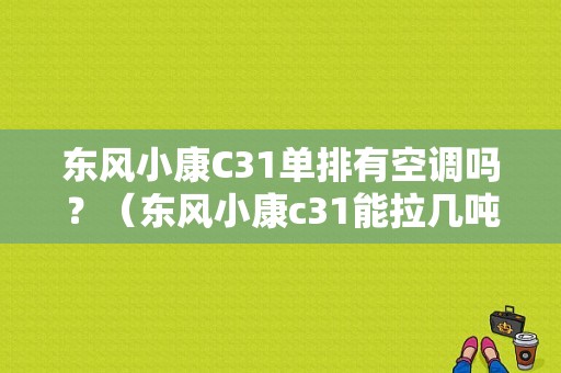 东风小康C31单排有空调吗？（东风小康c31能拉几吨货）-图1