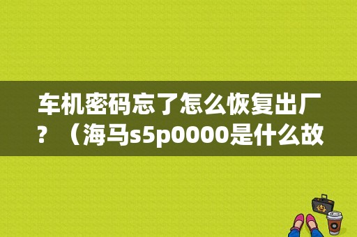车机密码忘了怎么恢复出厂？（海马s5p0000是什么故障码）-图1