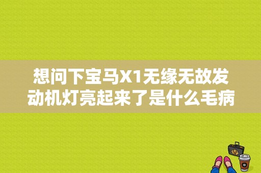 想问下宝马X1无缘无故发动机灯亮起来了是什么毛病？（宝马x1常亮机头灯故障）-图1