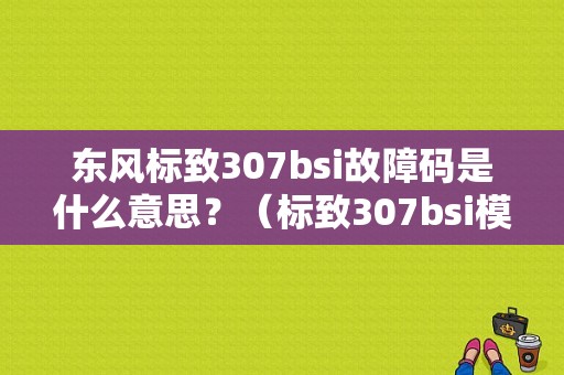 东风标致307bsi故障码是什么意思？（标致307bsi模块故障）-图1