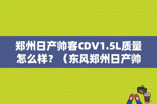 郑州日产帅客CDV1.5L质量怎么样？（东风郑州日产帅客cdv）-图1