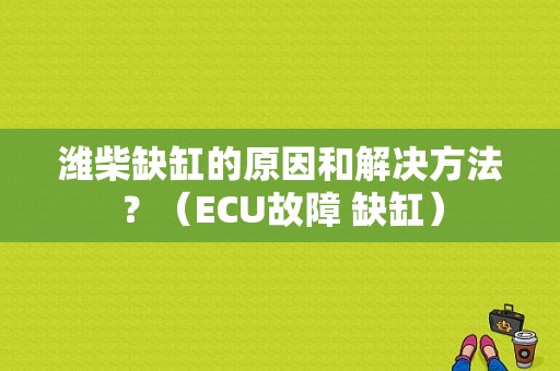 潍柴缺缸的原因和解决方法？（ECU故障 缺缸）-图1