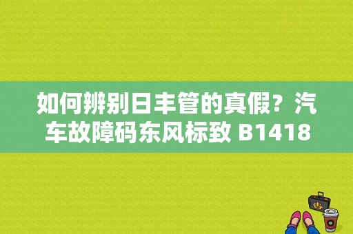 如何辨别日丰管的真假？汽车故障码东风标致 B1418-图1