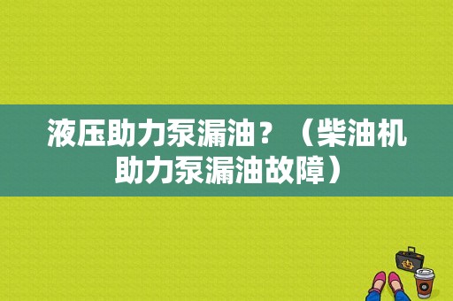 液压助力泵漏油？（柴油机助力泵漏油故障）-图1
