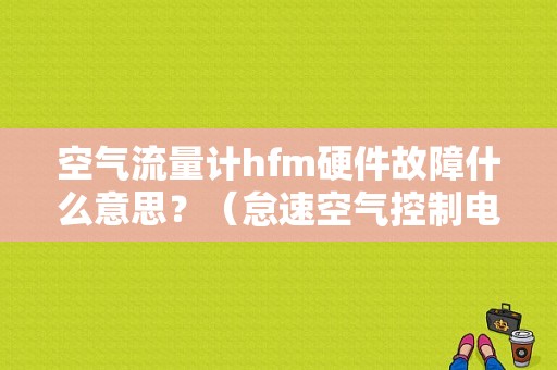 空气流量计hfm硬件故障什么意思？（怠速空气控制电路故障）-图1