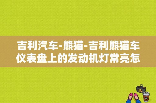 吉利汽车-熊猫-吉利熊猫车仪表盘上的发动机灯常亮怎么回事？（吉利熊猫故障灯图）-图1