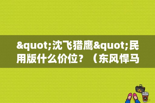 "沈飞猎鹰"民用版什么价位？（东风悍马的报价）-图1