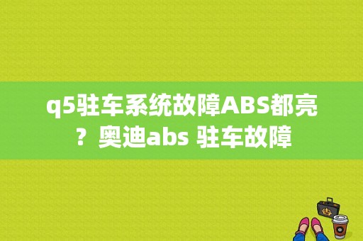 q5驻车系统故障ABS都亮？奥迪abs 驻车故障-图1