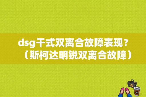 dsg干式双离合故障表现？（斯柯达明锐双离合故障）-图1