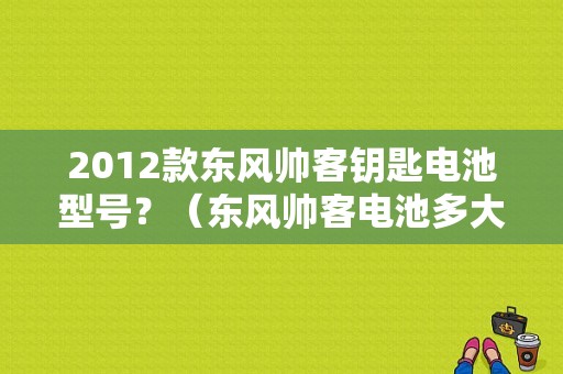 2012款东风帅客钥匙电池型号？（东风帅客电池多大）-图1