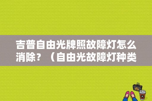吉普自由光牌照故障灯怎么消除？（自由光故障灯种类图解）-图1