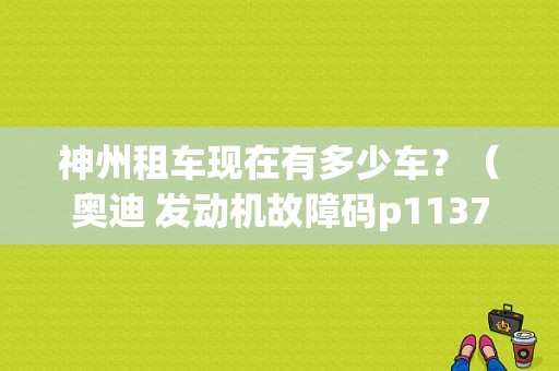 神州租车现在有多少车？（奥迪 发动机故障码p1137）-图1