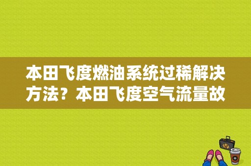本田飞度燃油系统过稀解决方法？本田飞度空气流量故障-图1