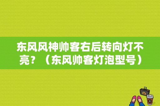 东风风神帅客右后转向灯不亮？（东风帅客灯泡型号）-图1