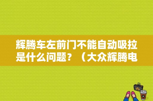 辉腾车左前门不能自动吸拉是什么问题？（大众辉腾电吸门故障）-图1