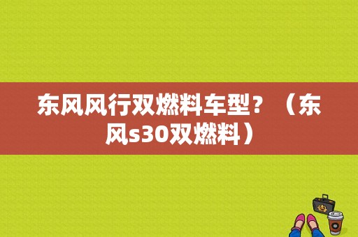 东风风行双燃料车型？（东风s30双燃料）-图1