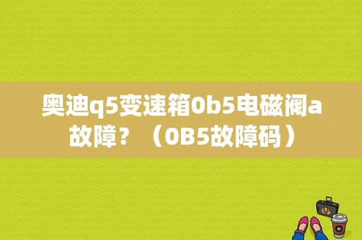奥迪q5变速箱0b5电磁阀a故障？（0B5故障码）-图1