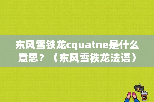 东风雪铁龙cquatne是什么意思？（东风雪铁龙法语）-图1