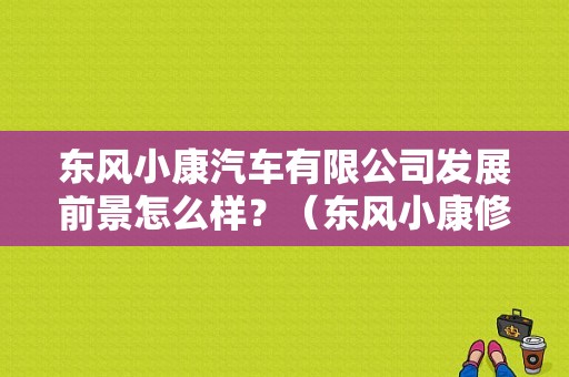 东风小康汽车有限公司发展前景怎么样？（东风小康修上海）-图1