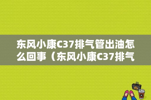 东风小康C37排气管出油怎么回事（东风小康C37排气管）