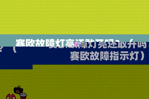 赛欧故障灯亮还敢开吗？（赛欧故障指示灯）-图2