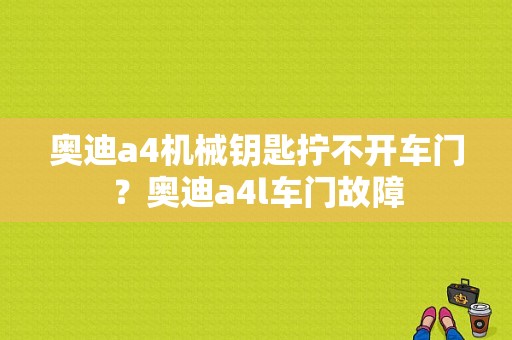奥迪a4机械钥匙拧不开车门？奥迪a4l车门故障-图1